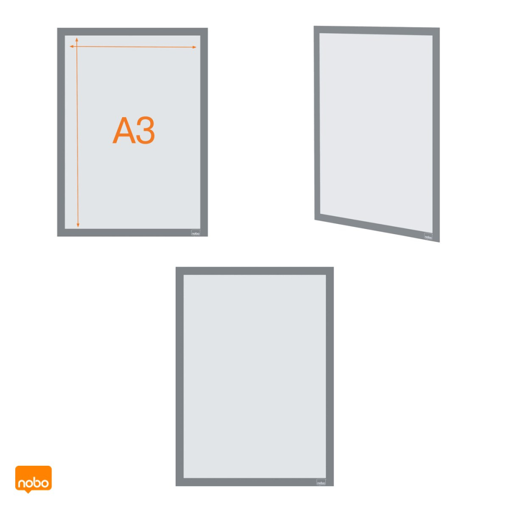 Set 2 rame magnetice autoadezive Nobo A3, argintii, 325x450x10 mm [5]