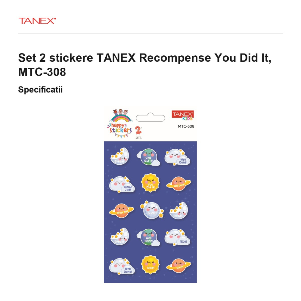 Set 2 stickere TANEX Recompense You Did It, MTC-308 [3]