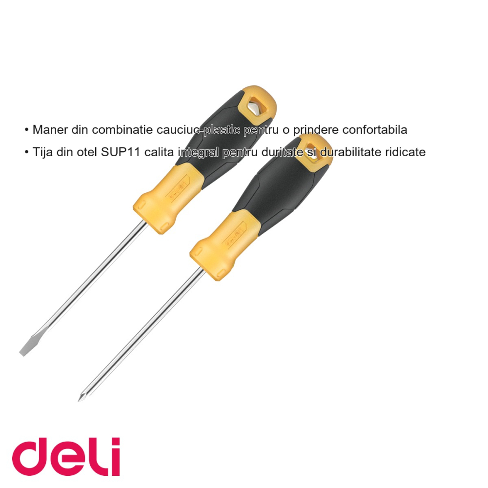 Set 2 surubelnite Deli, marimi diverse, maner cauciuc-plastic ergonomic, pentru uz general [3]