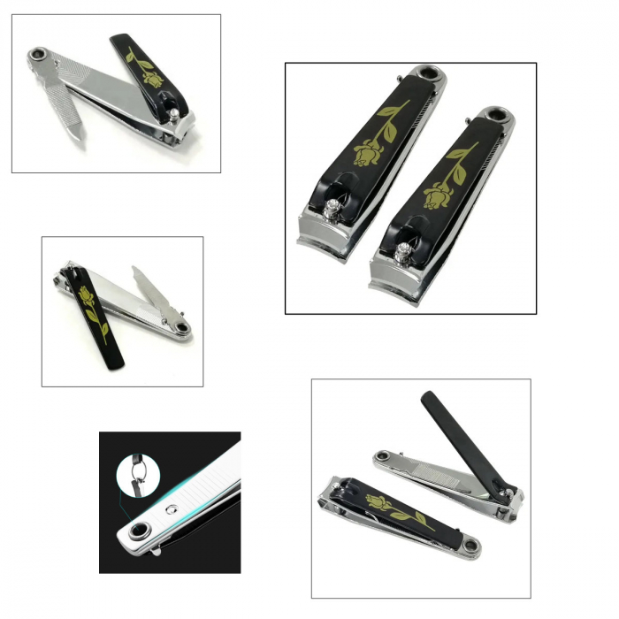 Set 2 unghiere de dimensiuni diferite, cu pila, J3-V5 00033, argintiu cu negru [5]