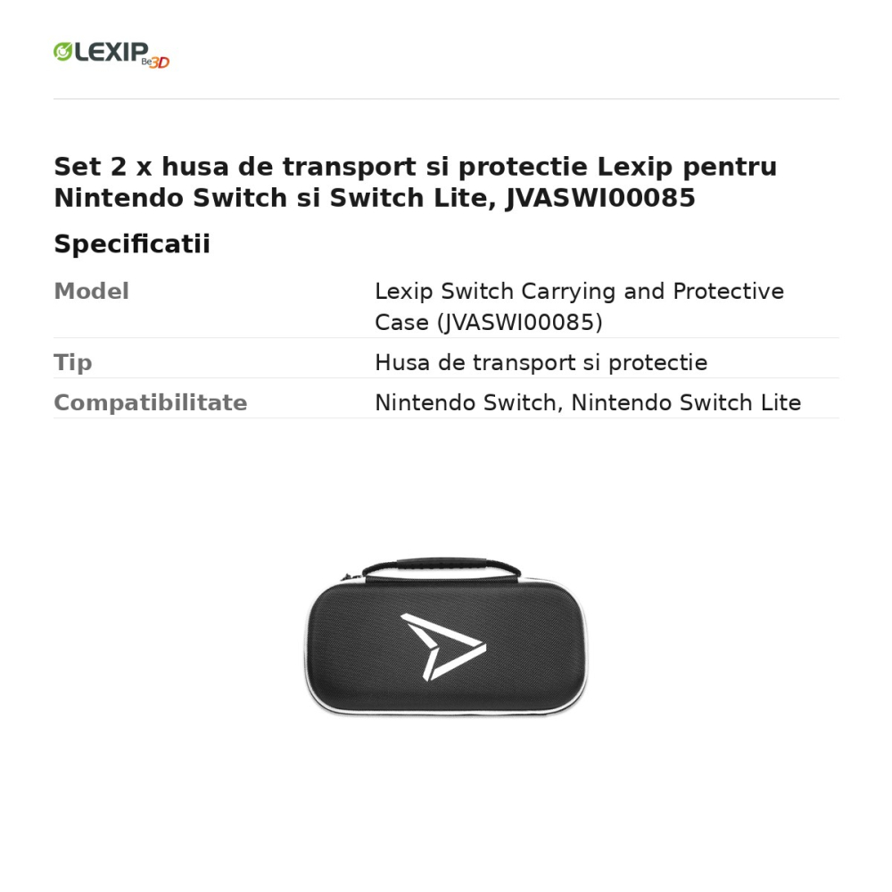 Set 2 x husa de transport si protectie Lexip pentru Nintendo Switch si Switch Lite, JVASWI00085 [3]