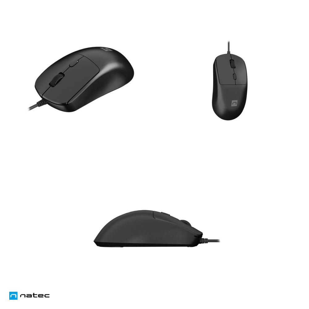 Set 2 x mouse cu fir Natec Hawk 2, senzor laser 800-2400 DPI, cablu USB 180 cm, 4 butoane, merge si pe sticla mata, negru, NMY-2387 [4]