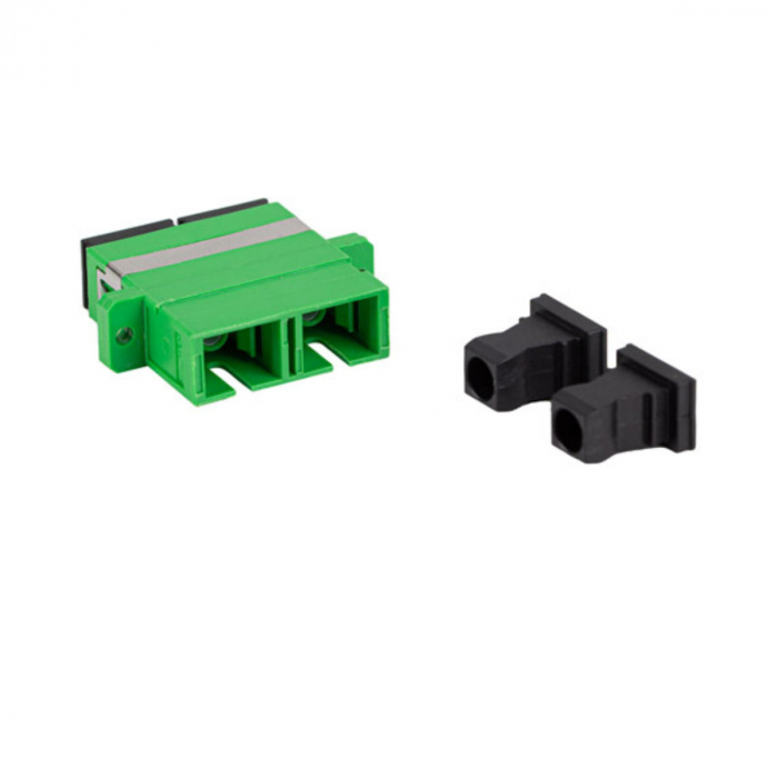 Set 20 adaptoare retea fibra optica cu conectori SC/APC, Lanberg 43365, SM DUPLEX, capace negre, verzi [3]