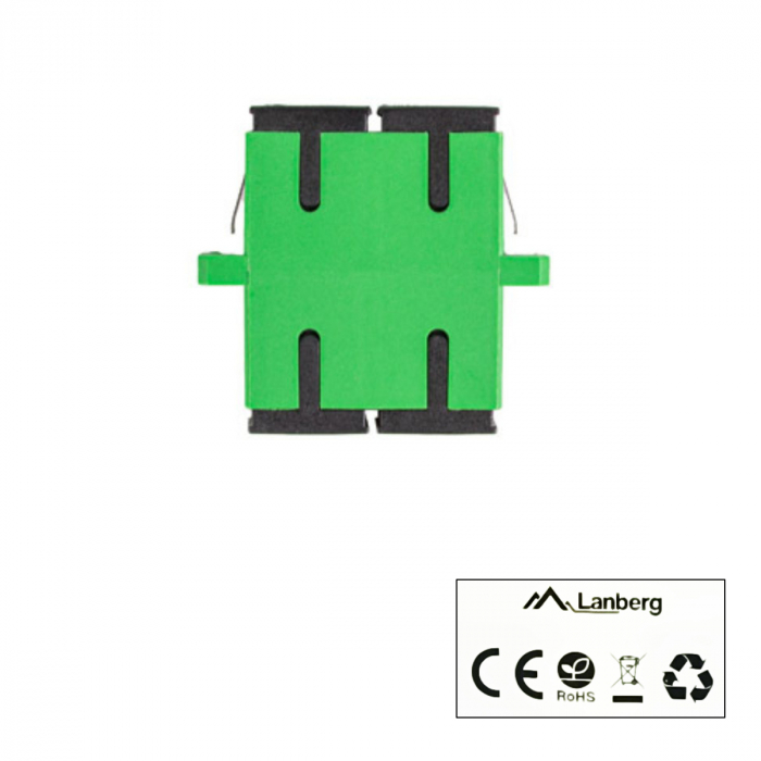 Set 20 adaptoare retea fibra optica cu conectori SC/APC, Lanberg 43365, SM DUPLEX, capace negre, verzi [4]
