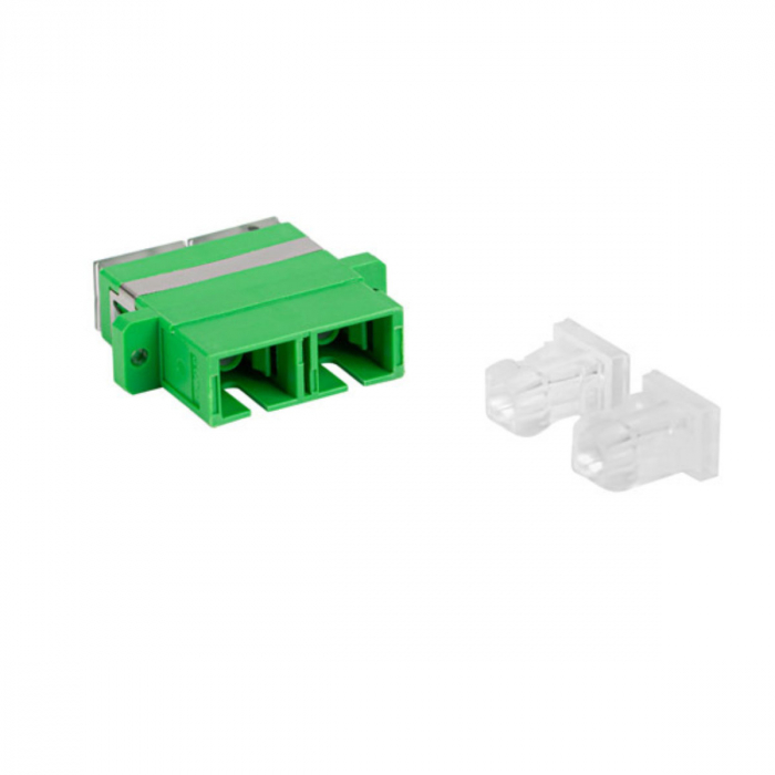 Set 20 adaptoare retea fibra optica cu conectori SC/APC, Lanberg 43365, SM DUPLEX, capace transparente, verzi [2]