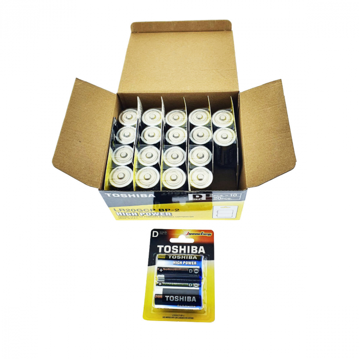 Set 20 baterii alcaline LR20, Toshiba High Power D, 1.5V, in blistere [2]