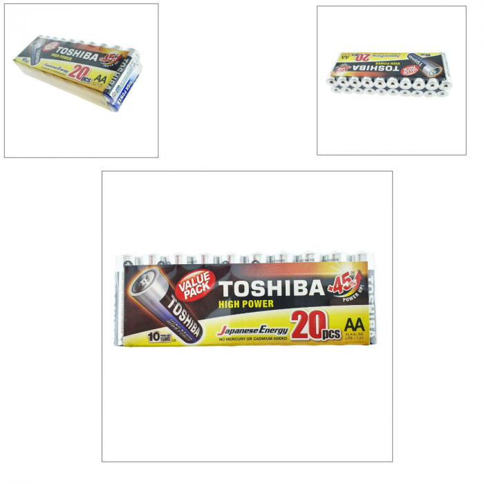 Set 20 baterii LR06 alcaline, Toshiba High Power AA, 1.5V, infoliate [5]