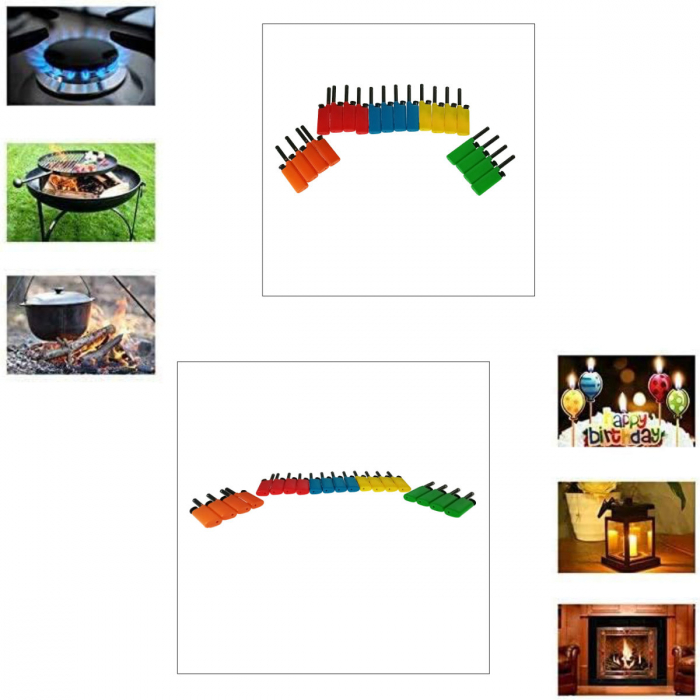 Set 20 brichete cu gaz, BRC00026, reincarcabile, pentru aprins focul, multicolor [5]