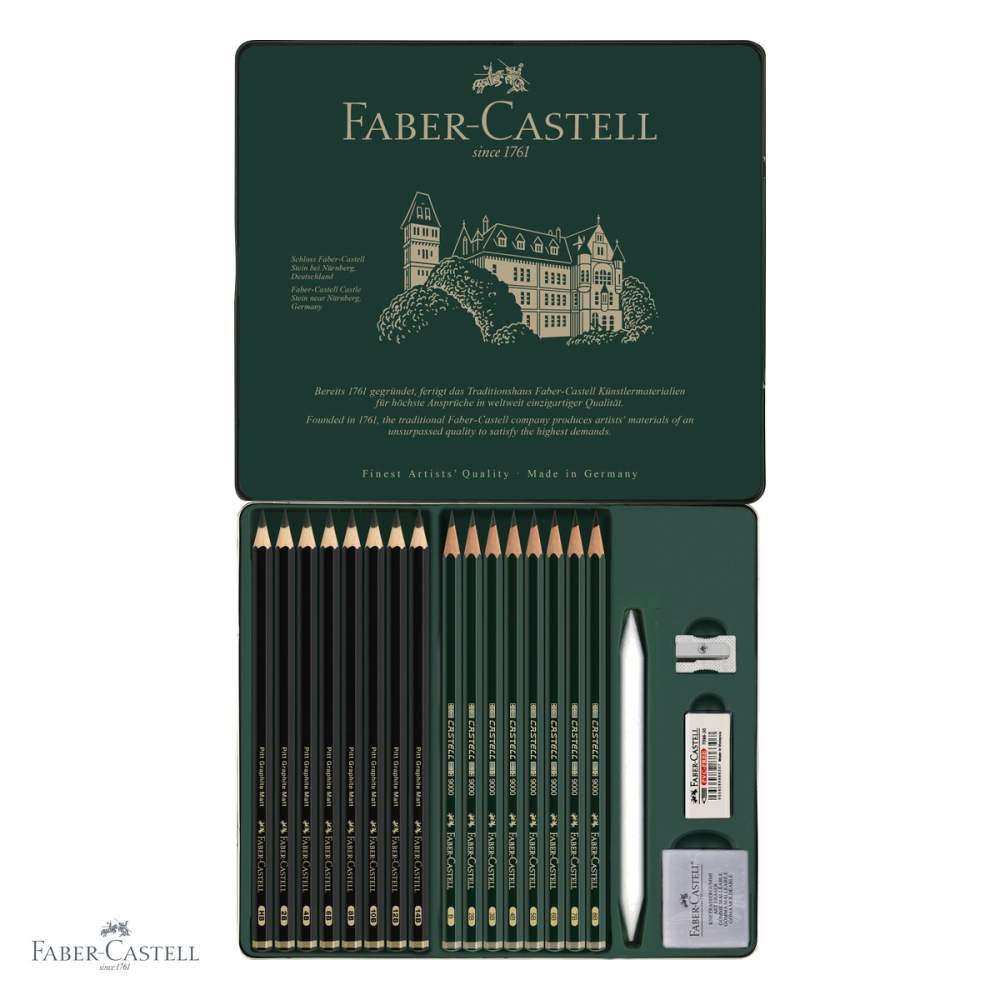 Set 20 creioane grafit Faber-Castell Pitt Mat + Castell 9000, ultra-mat, pentru desen si schite profesionale [4]