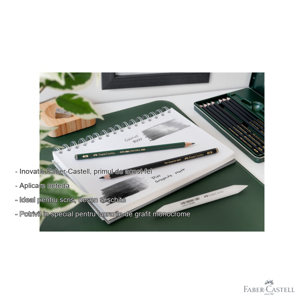 Set 20 creioane grafit Faber-Castell Pitt Mat + Castell 9000, ultra-mat, pentru desen si schite profesionale [2]