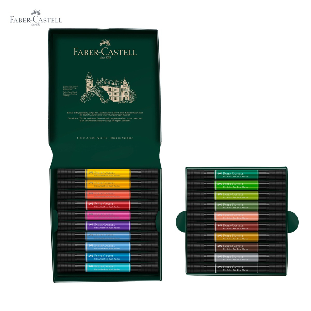 Set 20 markere dual tip Faber-Castell Pitt Artist Pen, varf pensula si liner, pentru desen artistic [5]