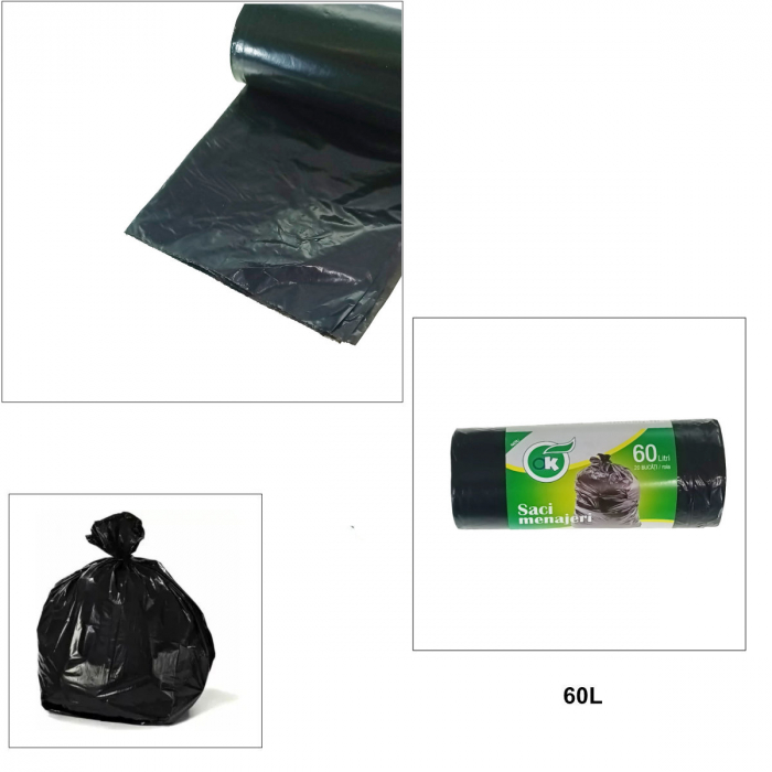 Set 20 saci menajeri, 60L, dimensiuni 70 x 60 cm, negri [3]