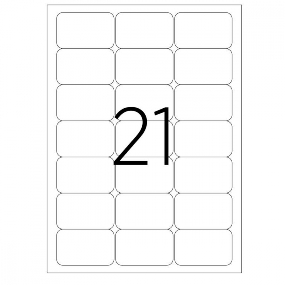 Set 2100 etichete autoadezive, 100 coli A4, 21 etichete/coala, 63.5x38.1 mm, albe, colturi rotunde, pentru imprimante laser si inkjet, Tanex TW-2021 [2]