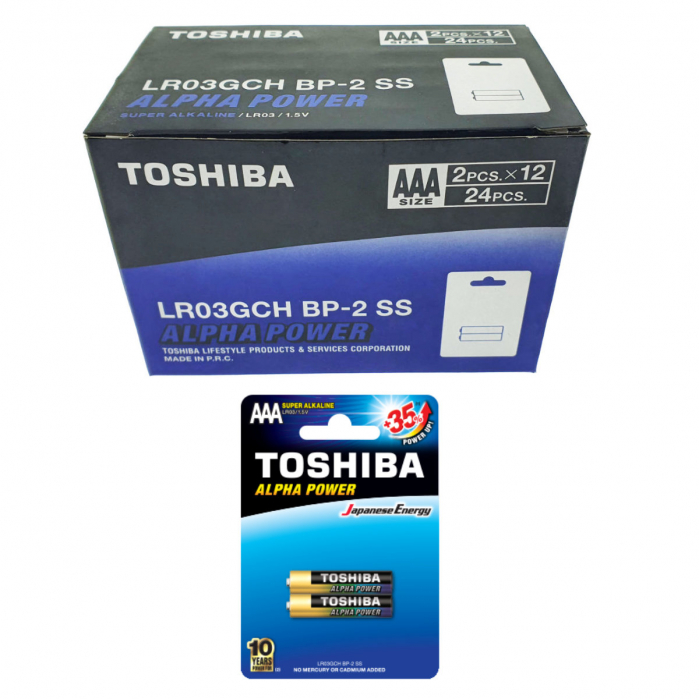 Set 24 baterii LR03 Super Alcaline, Toshiba Alpha Power AAA, 1.5V, in blistere [4]