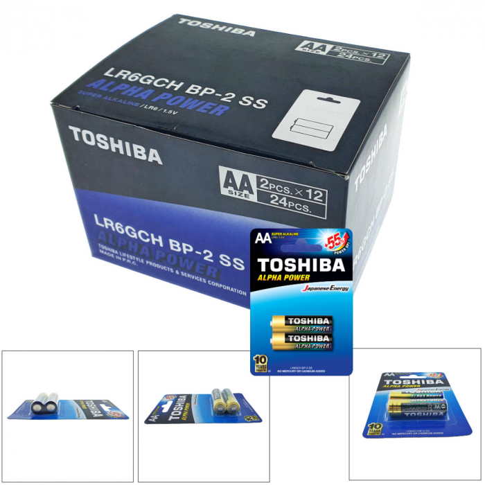Set 24 baterii LR06 Super Alcaline, Toshiba Alpha Power AA, 1.5V, in blistere [5]