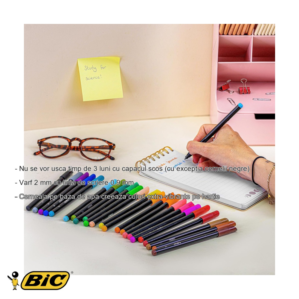 Set 24 carioci Bic Intensity, varf fin 2 mm, culori vibrante, pentru desen si conturare [2]