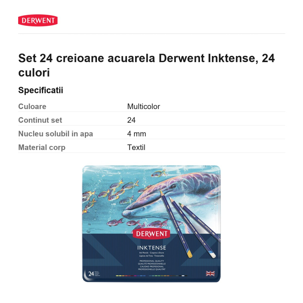 Set 24 creioane acuarela Derwent Inktense, 24 culori [3]