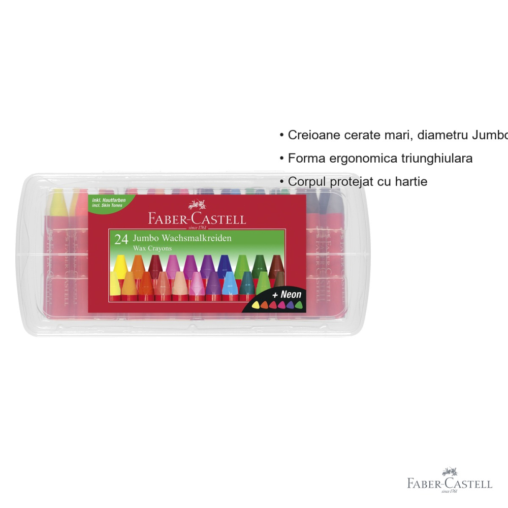 CREIOANE CERATE 24 CULORI JUMBO CUTIE PLASTIC FABER-CASTELL [3]