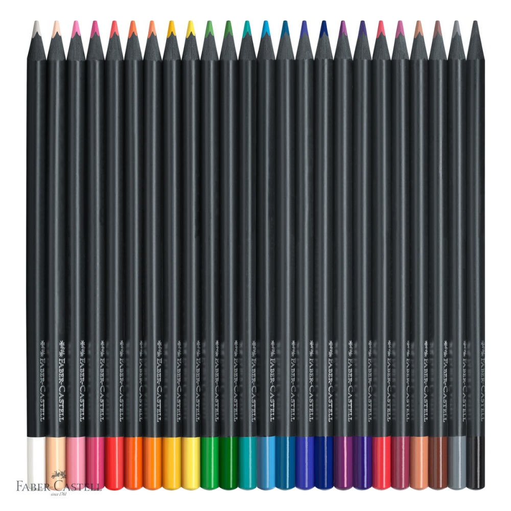 Set 24 creioane colorate Faber-Castell Black Edition, mina moale, forma triunghiulara ergonomica, pentru desen artistic [4]