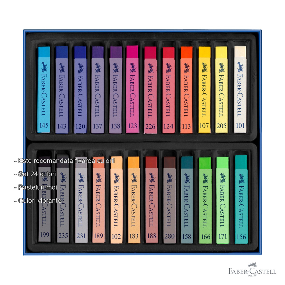 Set 24 creioane pastel soft Faber-Castell, culori vibrante, pentru artisti si scoala [2]