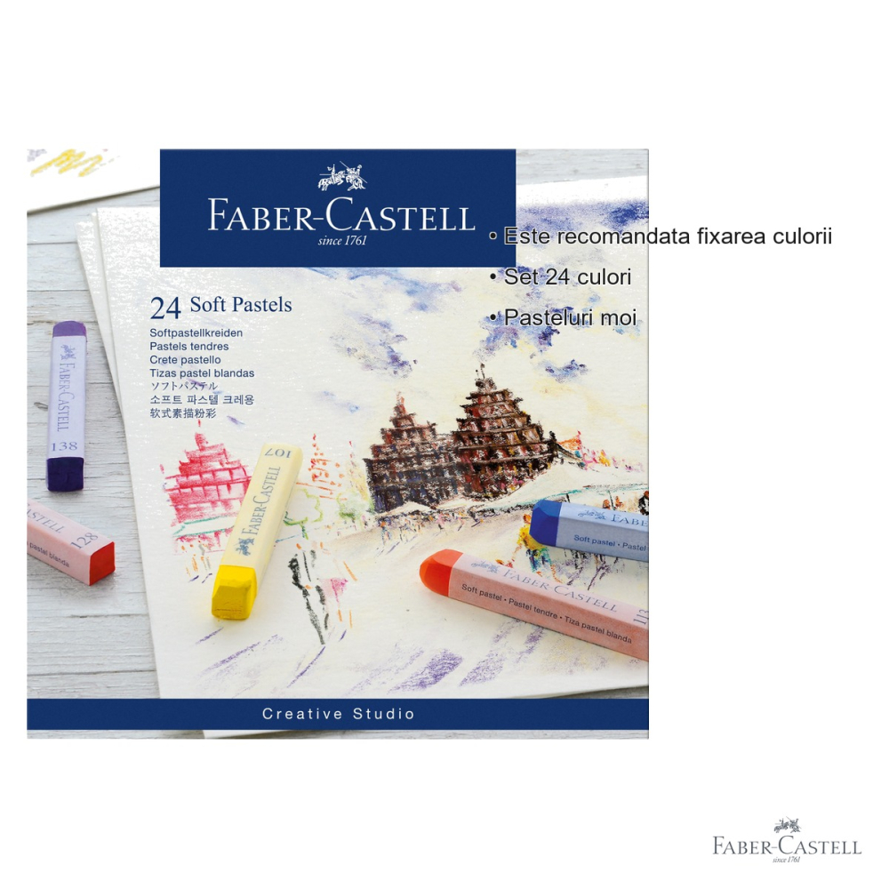 Set 24 creioane pastel soft Faber-Castell, culori vibrante, pentru artisti si scoala [3]