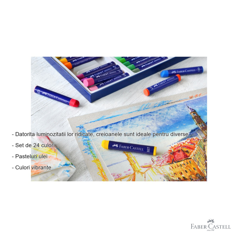 Set 24 creioane ulei pastel Faber-Castell, pigmentare inalta, pentru tehnici artistice [2]