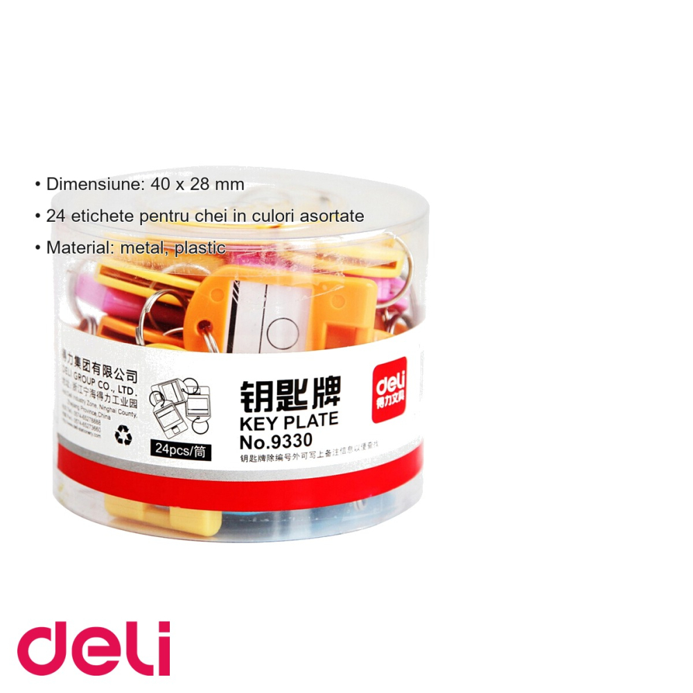 Set 24 suporturi etichete chei Deli, culori asortate, identificare rapida a cheilor [3]
