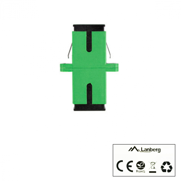 Set 25 adaptoare retea fibra optica cu conectori SC/APC, Lanberg 43363, SM SIMPLEX, cu capace negre, verzi [5]