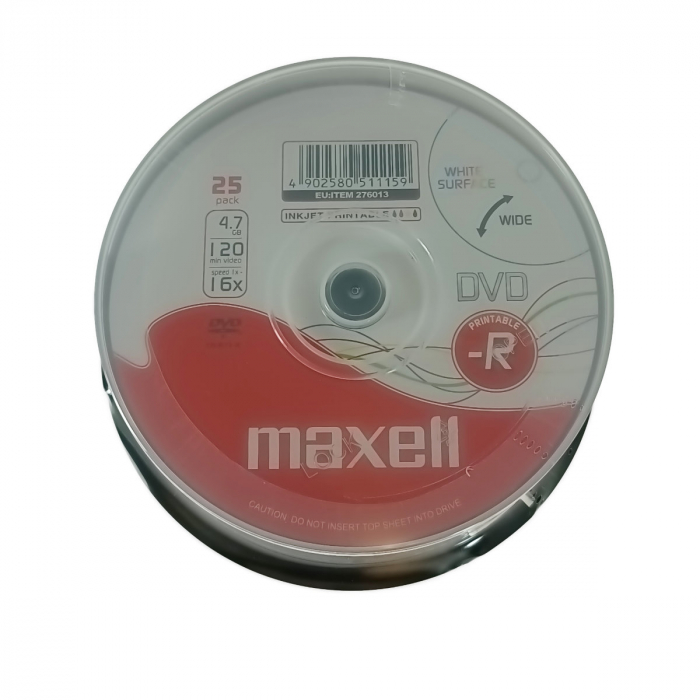 Set 25 bucati DVD-R Printabile Maxell 51115, 4.7Gb, 16X, ambalare cake box [4]