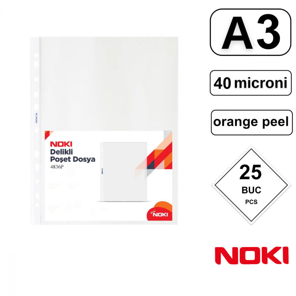 Set 25 folii de protectie A3 Portret cu deschidere superioara, 40 microni, Noki, suprafata orange peel [3]
