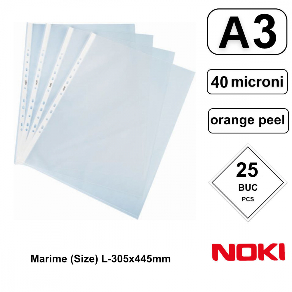 Set 25 folii de protectie A3 Portret cu deschidere superioara, 40 microni, Noki, suprafata orange peel [2]