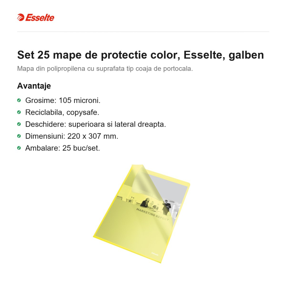Set 25 mape de protectie color, Esselte, galben [2]