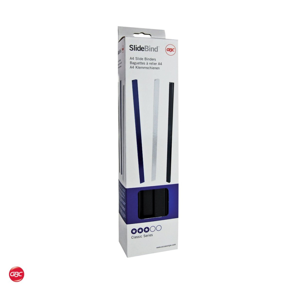 Set 25 sine de prindere GBC din plastic A4 cu cotor de 5 mm, pentru 20 coli, fara perforare, reutilizabile, albe [4]