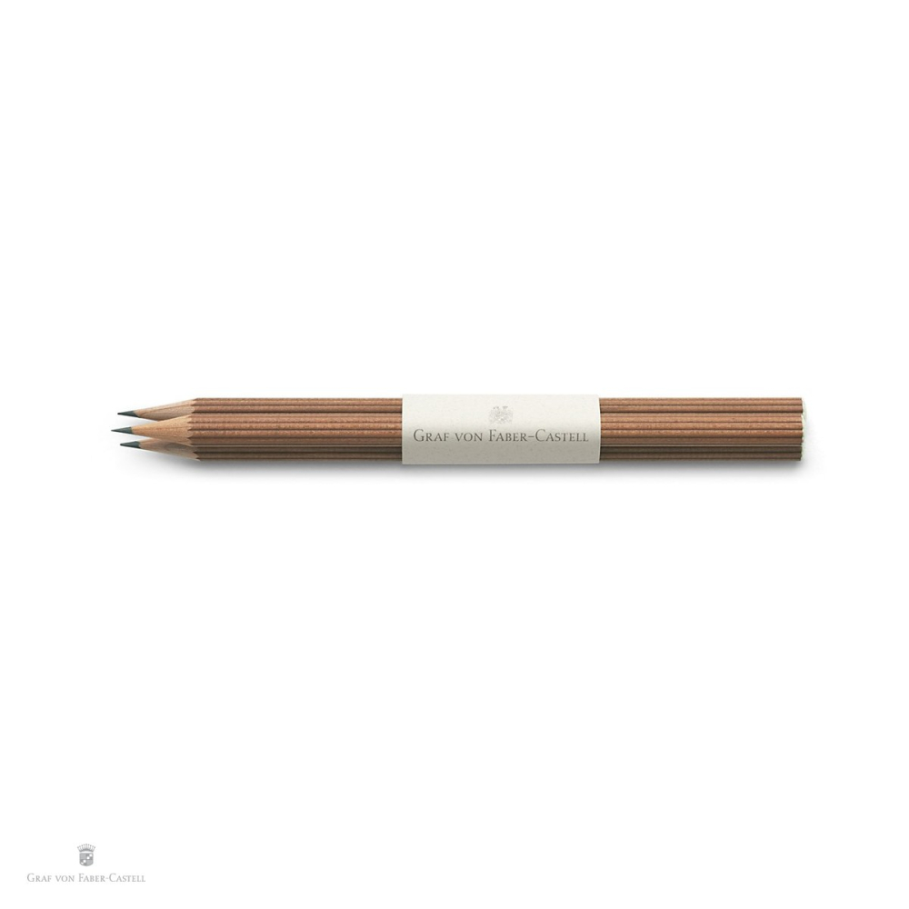 Set 3 creioane imbracate in lemn, duritate B, Graf von Faber Castell, cu capat vopsit, maro [4]