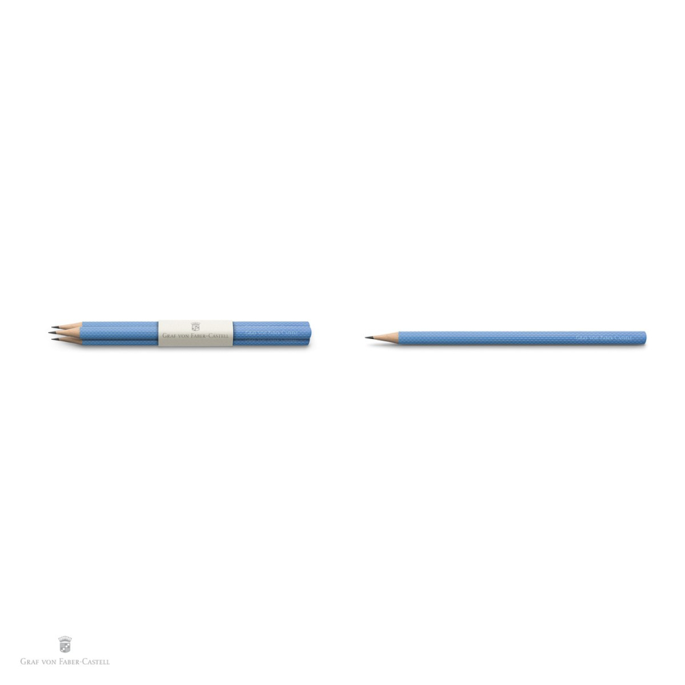 Set 3 creioane imbracate in lemn Graf von Faber Castell Guilloche, Gulf Blue, duritate B [4]