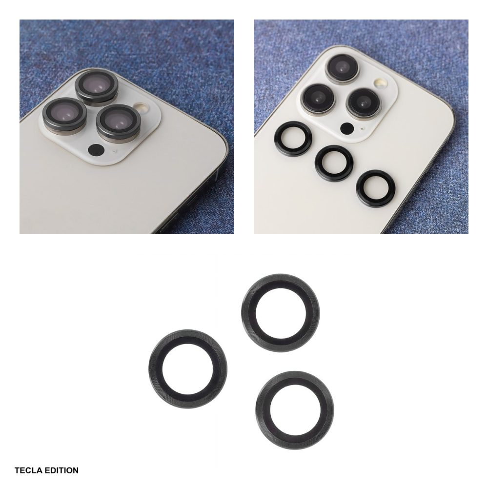 Set 3 folii protectie camera, cu rama neagra, pentru Apple iPhone 16 Pro [4]