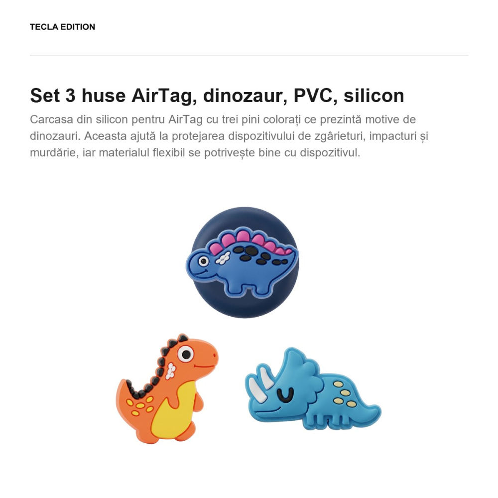 Set 3 huse AirTag, dinozaur, PVC, silicon [2]