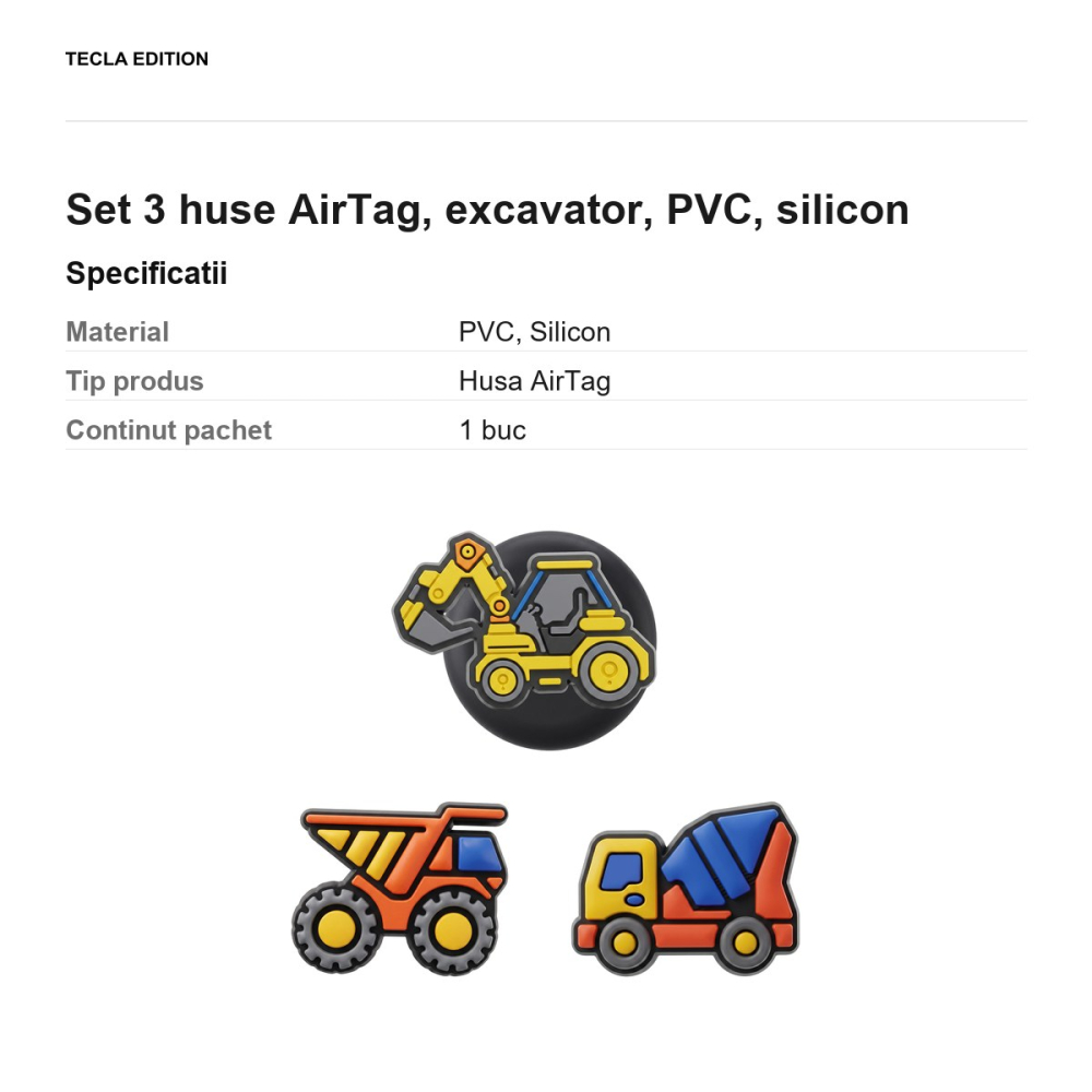 Set 3 huse AirTag, excavator, PVC, silicon [3]