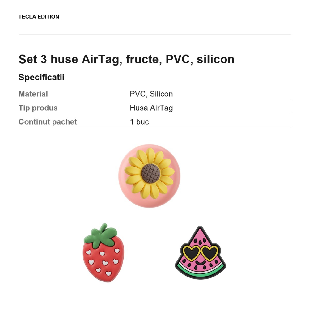 Set 3 huse AirTag, fructe, PVC, silicon [3]