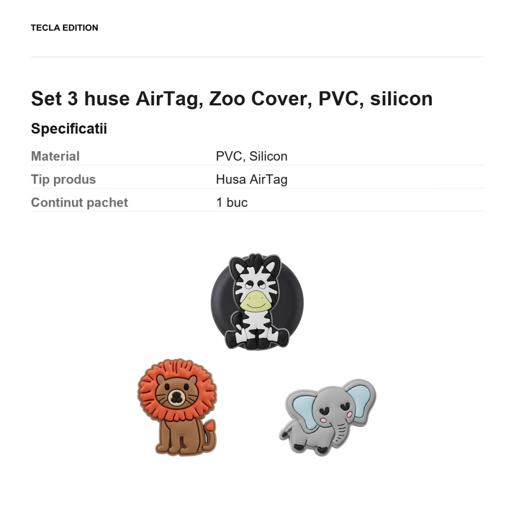 Set 3 huse AirTag, Zoo Cover, PVC, silicon [3]