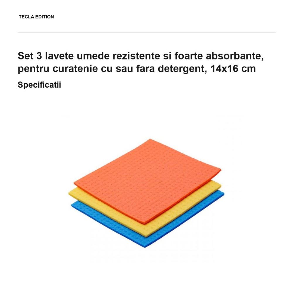 Set 3 lavete umede rezistente si foarte absorbante, pentru curatenie cu sau fara detergent, 14x16 cm [3]
