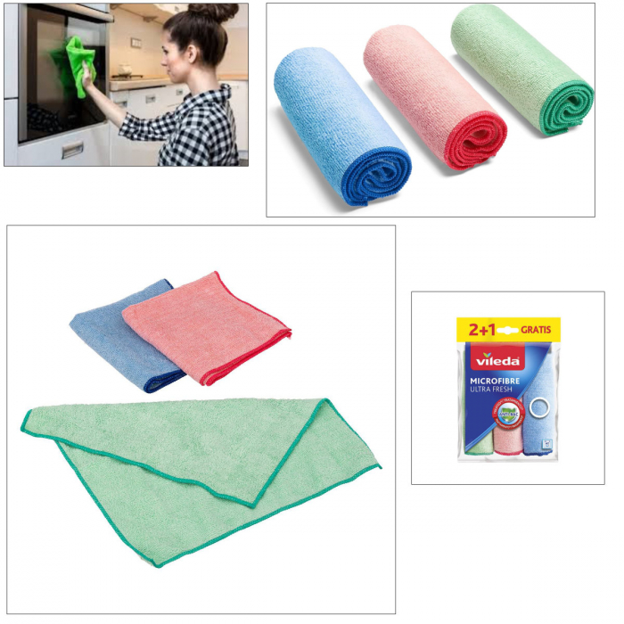 Set 3 lavete Vileda Microfibre Ultra Fresh 21740, 30 x 30 cm, multifunctionale [3]