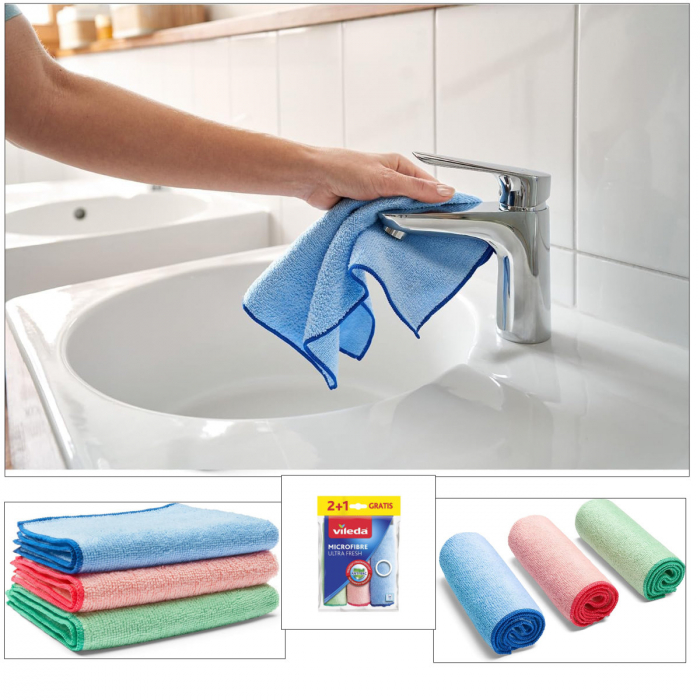 Set 3 lavete Vileda Microfibre Ultra Fresh 21740, 30 x 30 cm, multifunctionale [4]