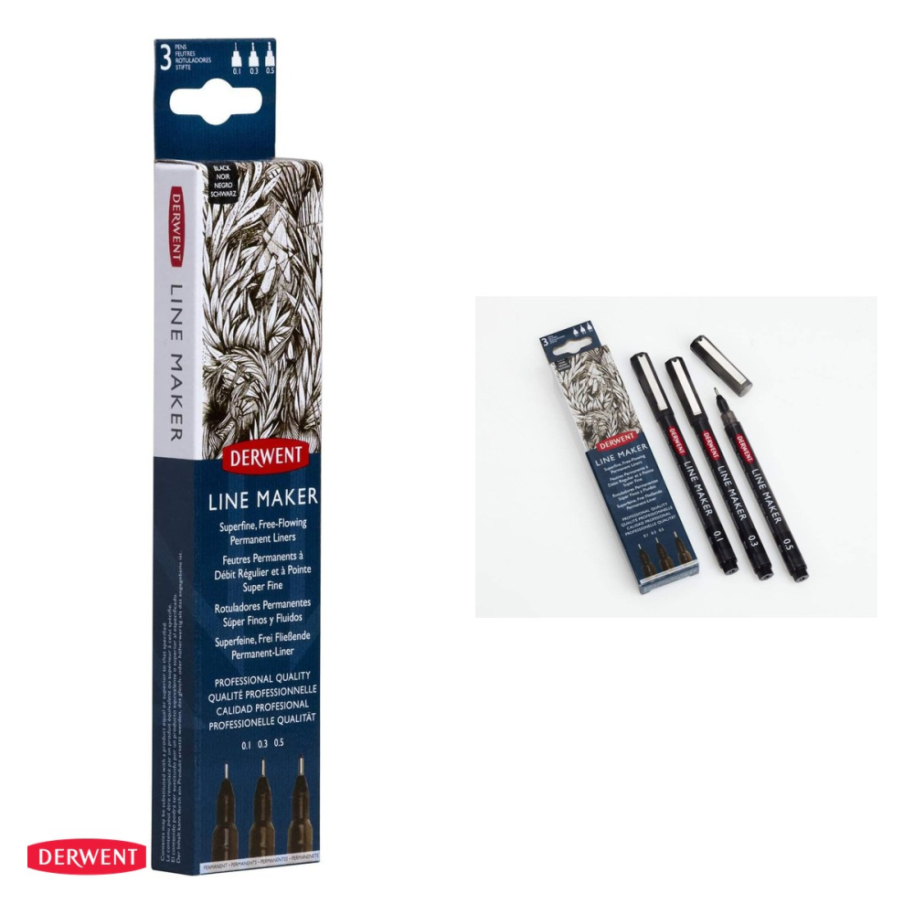 Set 3 linere grafice Derwent Professional, varfuri 0.1, 0.3 si 0.5 mm, cerneala neagra permanenta [4]