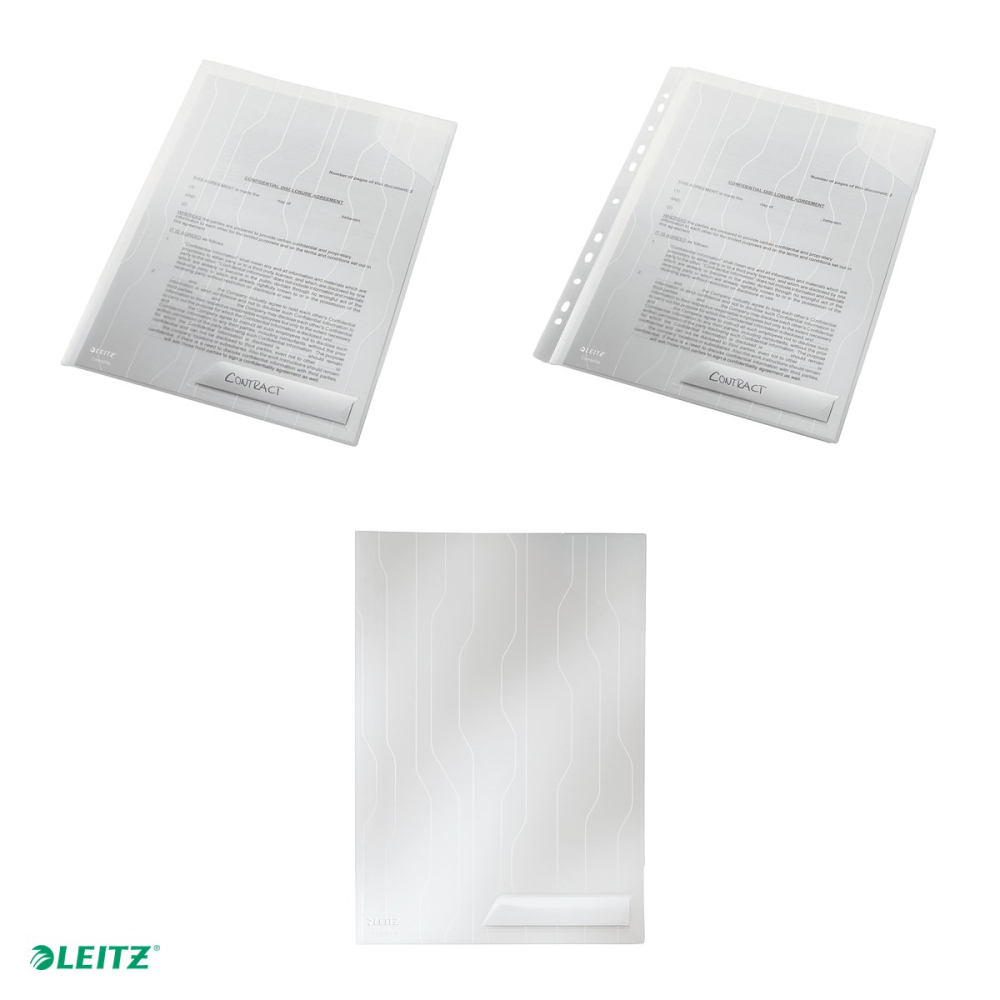 Set 3 mape Leitz CombiFile rigida, cu eticheta, PP, A4, 200 microni, capacitate 40 coli, pre-perforata, pentru transport, incolor [4]