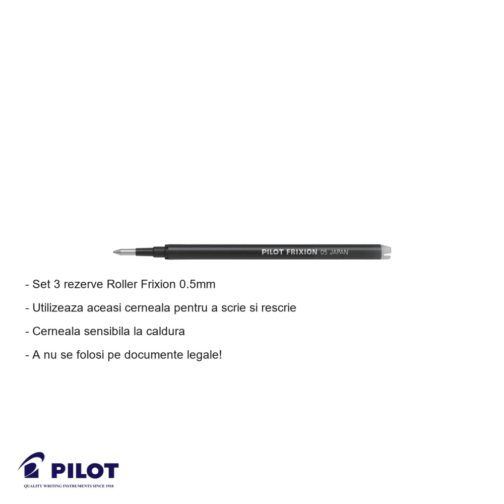 Set 3 mine roller Pilot Frixion 0.5mm albastre, cerneala termosensibila, pentru scris si sters [2]