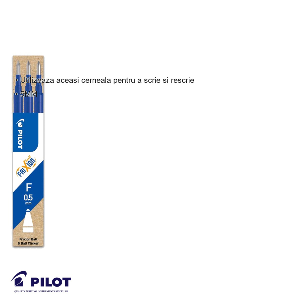 Set 3 mine roller Pilot Frixion 0.5mm albastre, cerneala termosensibila, pentru scris si sters [3]