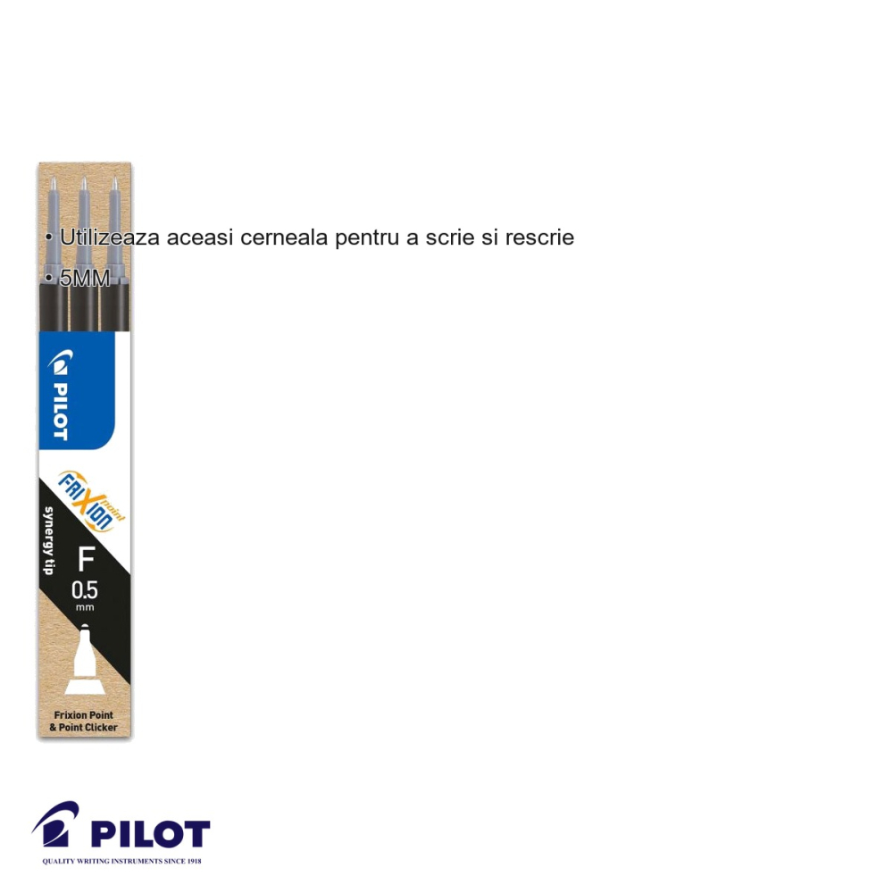 Set 3 mine roller Pilot Frixion 0.5mm negre, cerneala termosensibila, pentru roller retractabil [3]