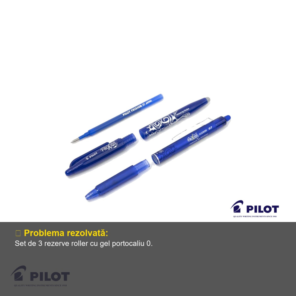 Set 3 mine roller Pilot FriXion 0.7mm, cerneala termosensibila portocalie, compatibile FriXion Ball si Clicker [4]