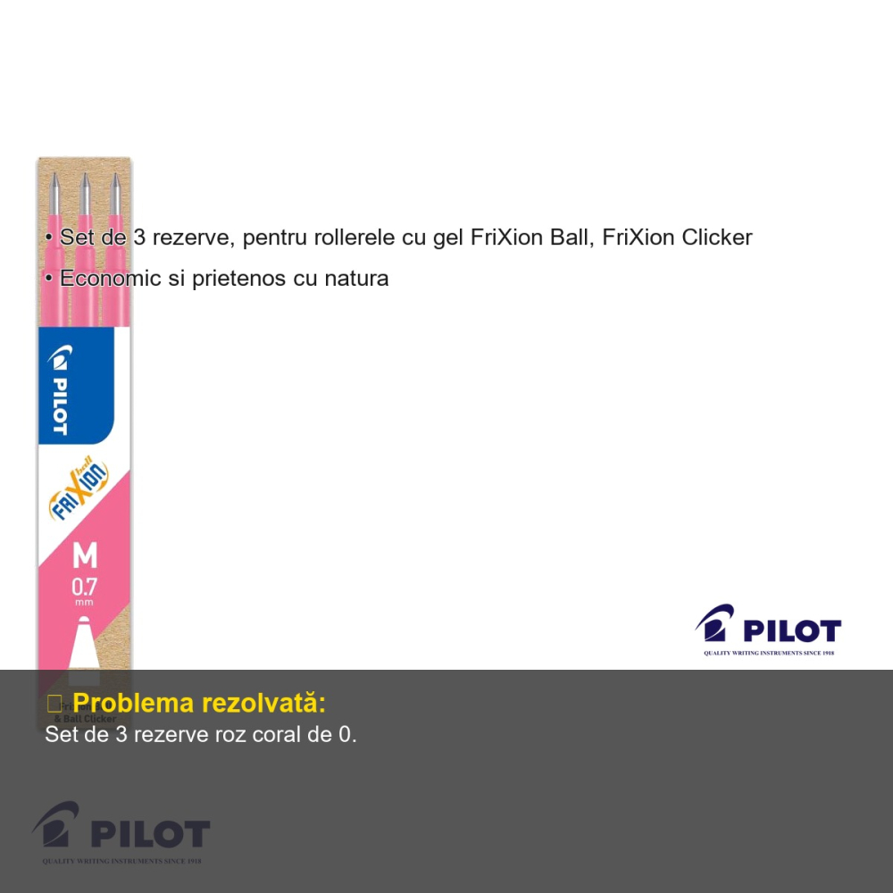 Set 3 mine roller Pilot FriXion 0.7mm roz coral, rezerve termosensibile pentru roller cu gel [3]